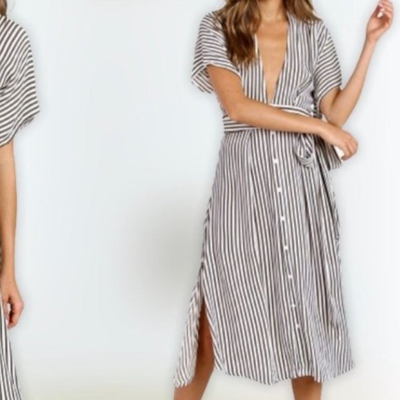 Faithfull The Brand Farah Brighton Stripe Midi Dress NWT Size 6/Medium - Picture 4 of 16